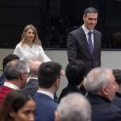 El presidente del Gobierno, Pedro Sánchez, y la vicepresidenta segunda y ministra de Trabajo y Economía Social, Yolanda Díaz.  Eduardo Parra / Europa Press