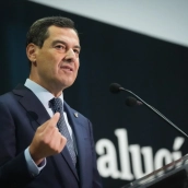 El presidente de la Junta de Andalucía, Juanma Moreno, interviene en la apertura del Andalucía Investors Day. María José López / Europa Press