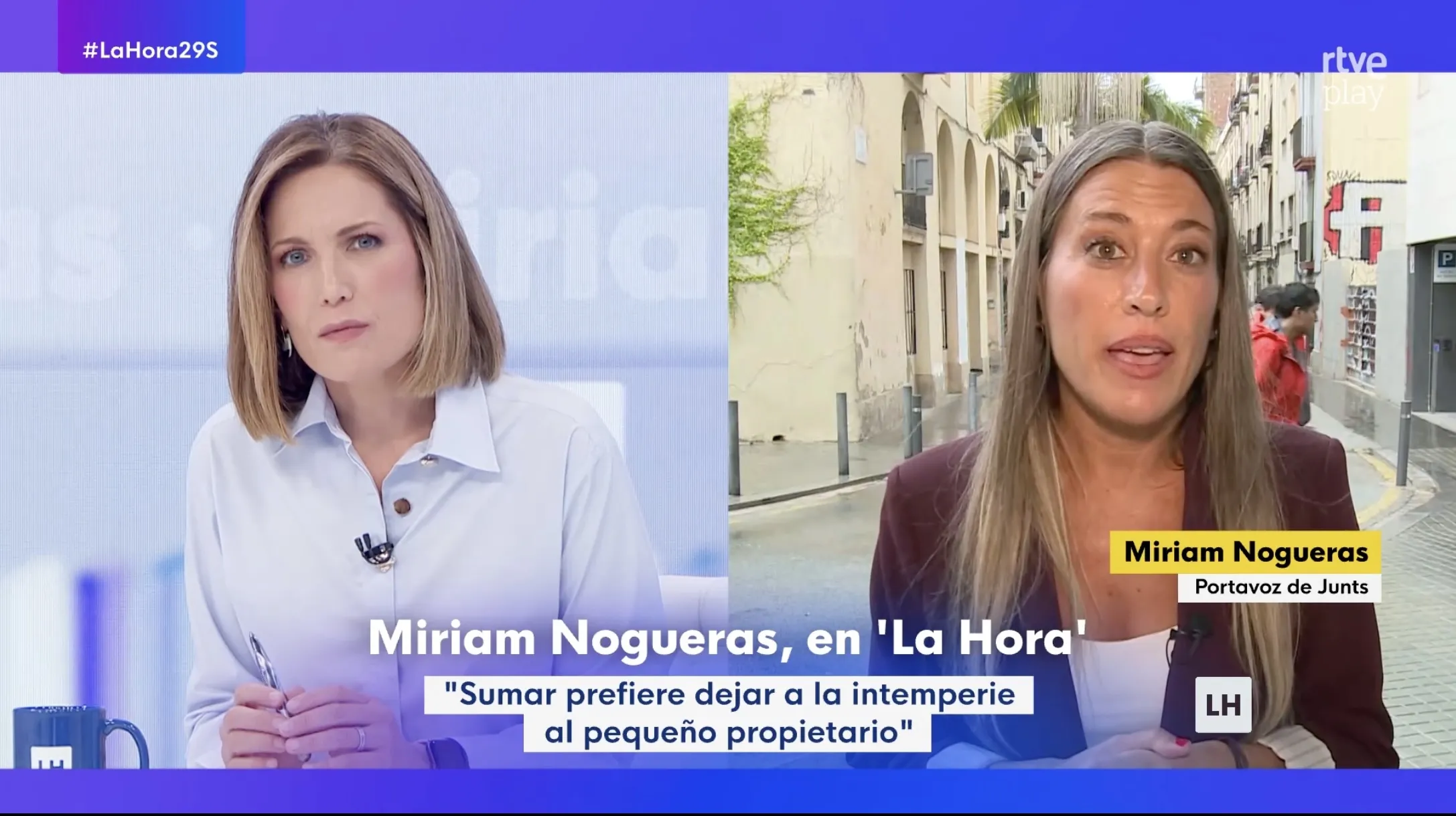 Silvia Intxaurrondo y Míriam Nogueras elevan la tensión en directo por el decreto de vivienda: "Me conformo con que me responda a algo" Silvia Intxaurrondo y Míriam Nogueras elevan la tensión en directo por el decreto de vivienda: "Me conformo con que me responda a algo"