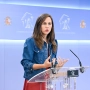 La secretaria general de Podemos, Ione Belarra, durante una rueda de prensa, en el Congreso de los Diputados. Gustavo Valiente / Europa Press.