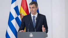 El presidente del Gobierno, Pedro Sánchez, esta tarde en el Palacio de la Moncloa. Alberto Ortega / Europa Press