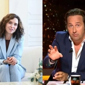 La presidenta de la comunidad de Madrid e Iker Jiménez, presentador del programa 'Horizonte'. Elaboración propia