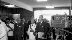 MADRID, ESPAÑA - 18 DE JULIO DE 1964: El dictador Francisco Franco, acompañado por el Ministro de Información y Turismo, Manuel Fraga. EUROPA PRESS
