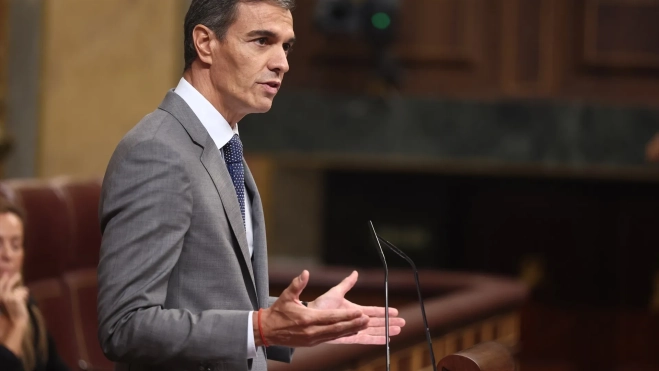 El presidente del Gobierno, Pedro Sánchez, durante su intervención en el Congreso de los Diputados. Eduardo Parra / Europa Press