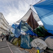 Tiendas de campaña durante la acampada por la Vivienda en la Puerta del Sol. Alberto Ortega / Europa Press