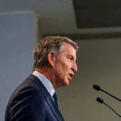 El presidente del Partido Popular, Alberto Núñez Feijóo, durante una rueda de prensa en Génova. Matias Chiofalo / Europa Press