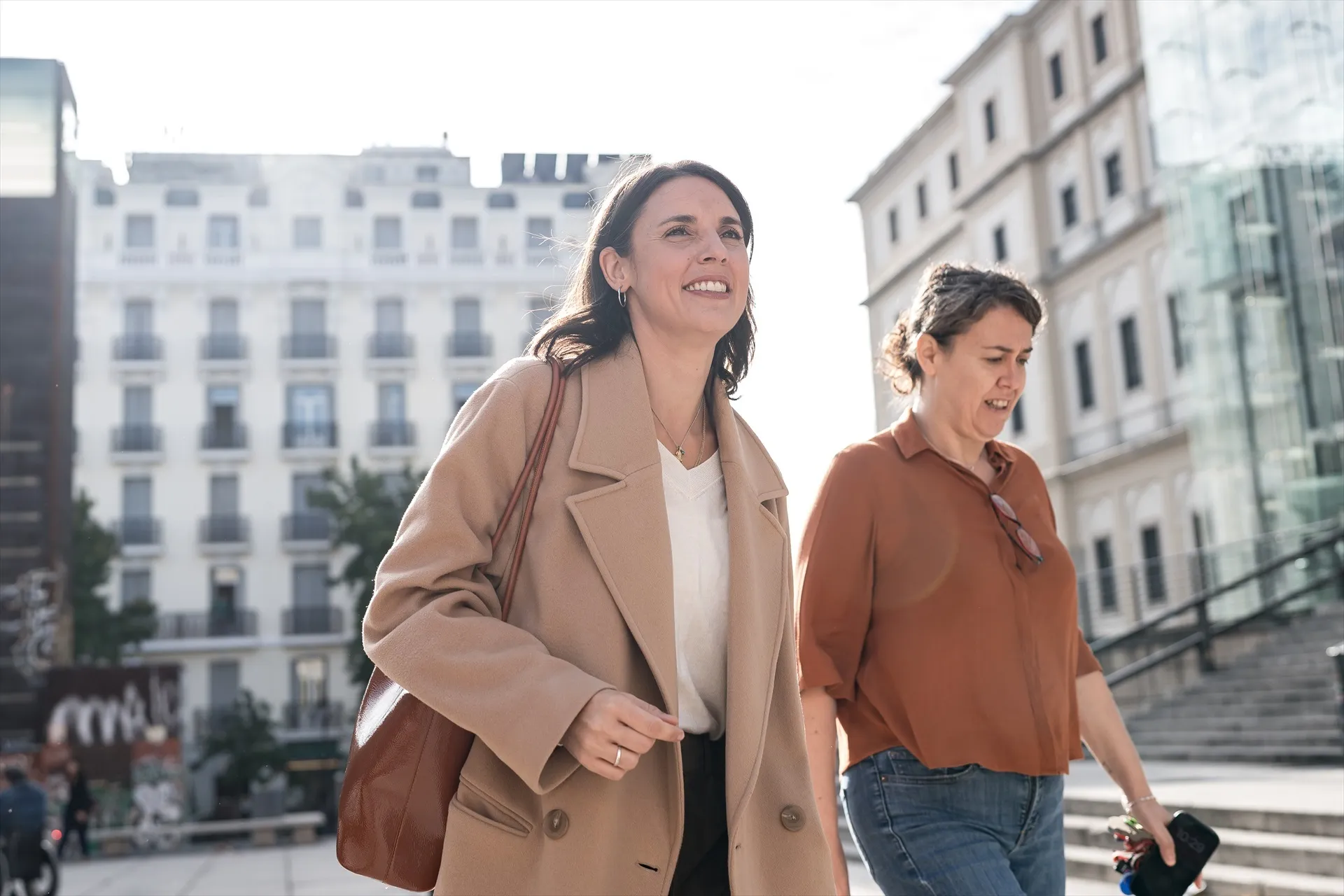 EuropaPress 7821776 secretaria general podemos irene montero atiende medios comunicacion plaza