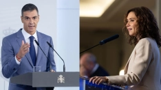 El presidente del Gobierno, Pedro Sánchez, y la presidenta de la Comunidad de Madrid, Isabel Díaz Ayuso. Elaboración propia. Imágenes Europa Press