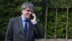 El presidente de Junts per Catalunya, Carles Puigdemont, tras realizar una declaración institucional. Belga / Europa Press