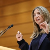 La portavoz del PP en el Senado, Alicia García, durante una sesión plenaria extraordinaria, en el Senado.
