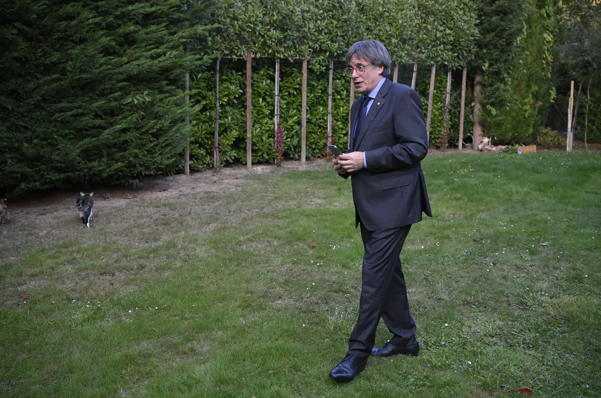 El presidente de Junts per Catalunya, Carles Puigdemont, tras realizar una declaración institucional. Belga / Europa Press