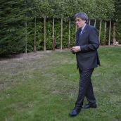El presidente de Junts per Catalunya, Carles Puigdemont, tras realizar una declaración institucional. Belga / Europa Press