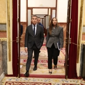 El presidente del PP, Alberto Núñez Feijóo, y la portavoz del PP en el Congreso, Ester Muñoz. Eduardo Parra / Europa Press