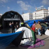 Acampada por la vivienda en la Puerta del Sol, este miércoles 7 de octubre. Eduardo Parra / Europa Press