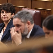 La portavoz del PNV en el Congreso, Maribel Vaquero, durante una sesión plenaria, en el Congreso de los Diputados