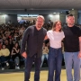 El portavoz de ERC en el Congreso de los Diputados, Gabriel Rufián (d) y la secretaria política de Podemos y eurodiputada, Irene Montero (c).