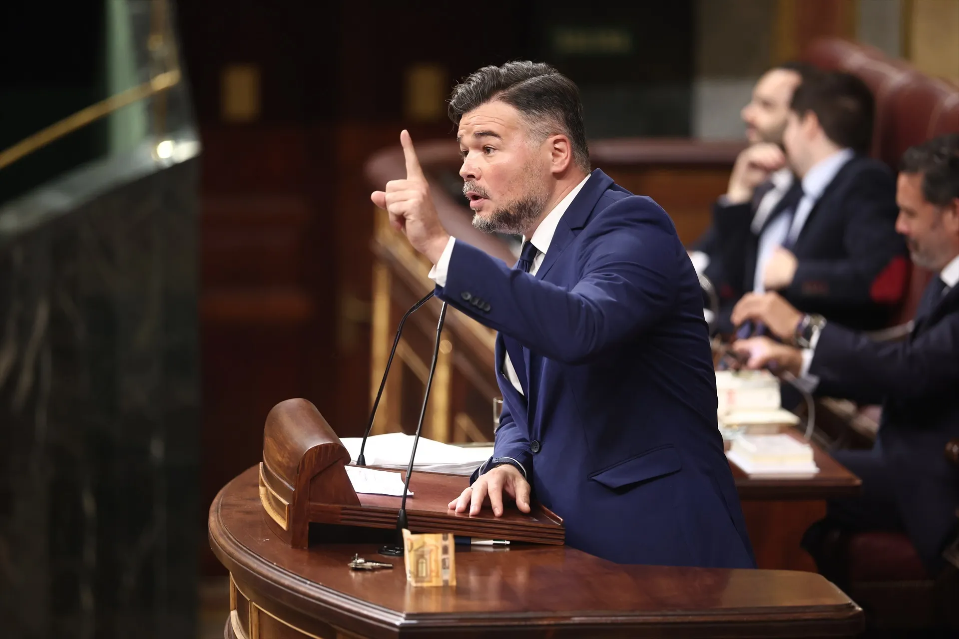 El portavoz de ERC en el Congreso, Gabriel Rufián, interviene durante una sesión plenaria El portavoz de ERC en el Congreso, Gabriel Rufián, interviene durante una sesión plenaria