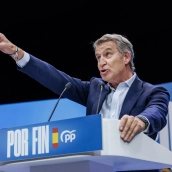 El presidente del Partido Popular, Alberto Núñez Feijóo, durante un acto de precampaña del Partido Popular (PP). Carlos Luján / Europa Press