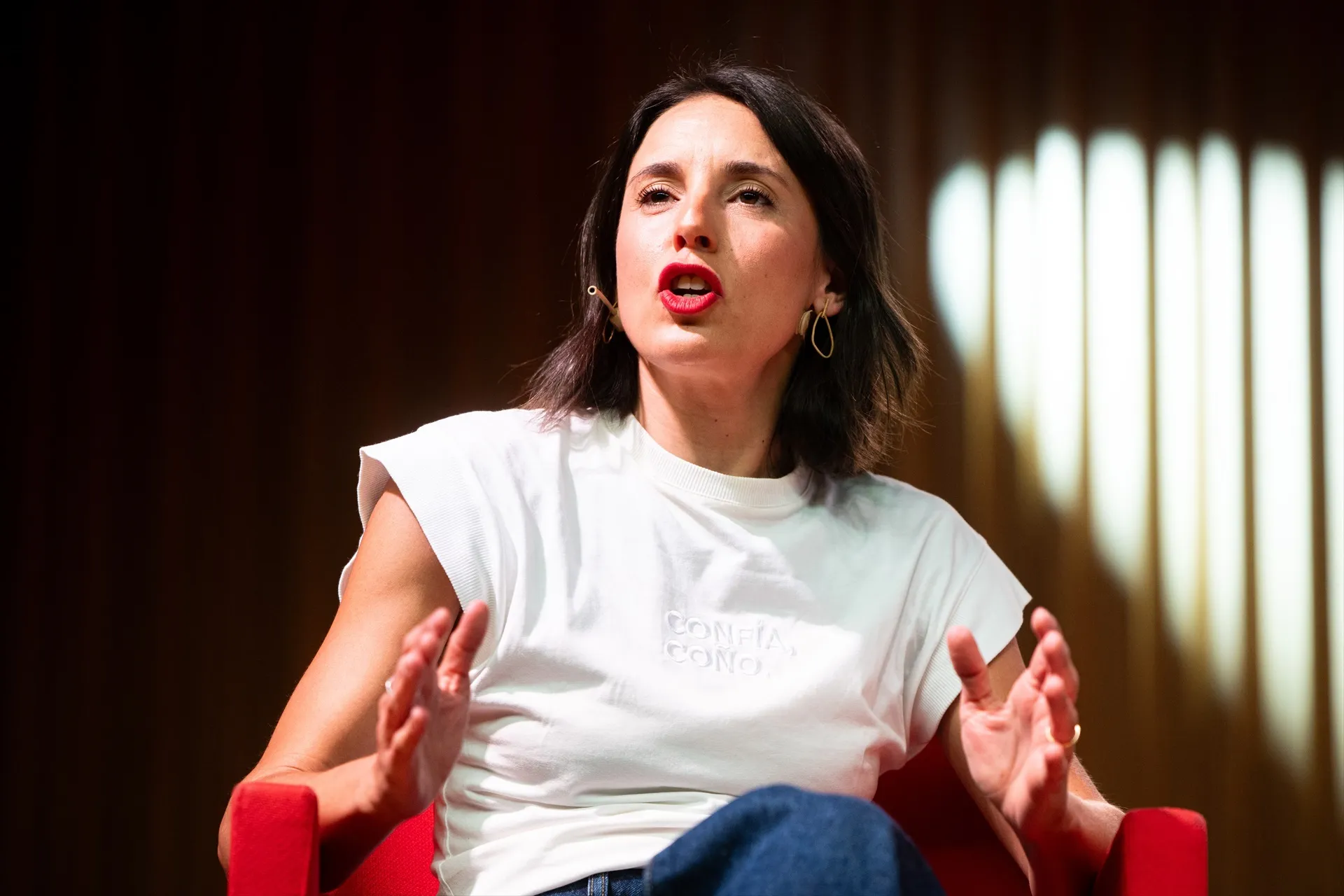 La secretaria política de Podemos y eurodiputada, Irene Montero, en el evento que protagonizó con Gabriel Rufián. Foto de archivo: Lorena Sopêna / Europa Press La secretaria política de Podemos y eurodiputada, Irene Montero, en el evento que protagonizó con Gabriel Rufián. Foto de archivo: Lorena Sopêna / Europa Press