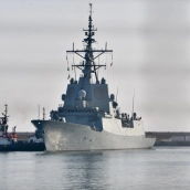 La fragata Blas de Lezo llega al Puerto de Ceuta, a 21 de junio de 2025, en Ceuta . Alejandro Castillo / Europa Press