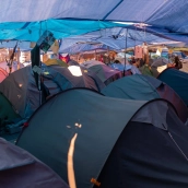Acampada en la Puerta del Sol este lunes. Eduardo Parra / Europa Press