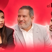 La comunicadora y analista política, Sarah Santaolalla (i); el director de 'El Plural', Chema Garrido (c); y el director de 'ElConstitucional.es', Hugo Pereira, en el debate sobre los ataques del PP contra periodistas. Elaboración propia (Imágenes de 'El Plural').