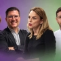 La coordinadora de Movimiento Sumar en Canarias, Marisol Collado (i); el secretario de Organización de Nueva Canarias, Ayoze Corujo (2i); la diputada de Podemos, Noemí Santana (2d); y el coordinador de IUC, Saúl Alberola (d). Elaboración propia (Imágenes de EP, NC, IU y Movimiento Sumar).