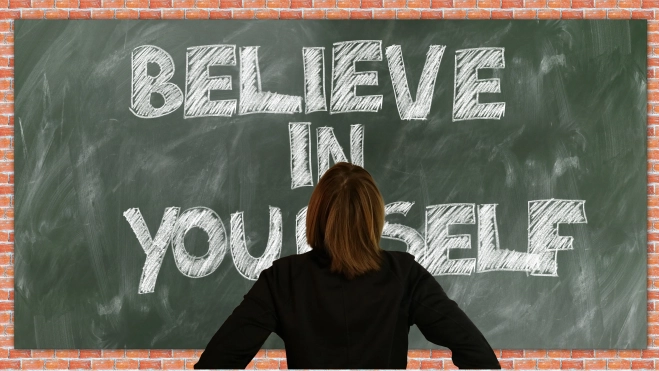 Person trying to believe in herself Person trying to believe in herself