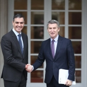 El presidente del Gobierno, Pedro Sánchez y el líder de la oposición Alberto Núñez Feijóo. Europa Press
