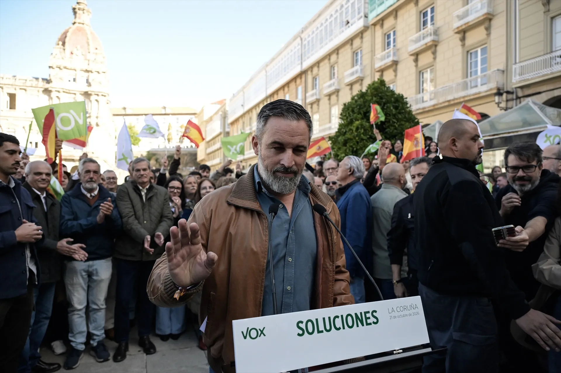 EuropaPress 7858879 presidente vox santiago abascal acto plaza maria pita 21 octubre 2026 EuropaPress 7858879 presidente vox santiago abascal acto plaza maria pita 21 octubre 2026