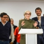 Gerardo Pisarello, candidato a la alcaldía de Barcelona,  la exalcaldesa de Barcelona, Ada Colau y el ministro de Cultura, Ernest Urtasun. Kike Rincón / Europa Press
