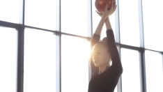 young girl training gymnastics