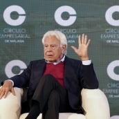 El expresidente del Gobierno, Felipe González, interviene en el 'Encuentro de Líderes: Liderazgo y visión global'. Álex Zea / Europa Press