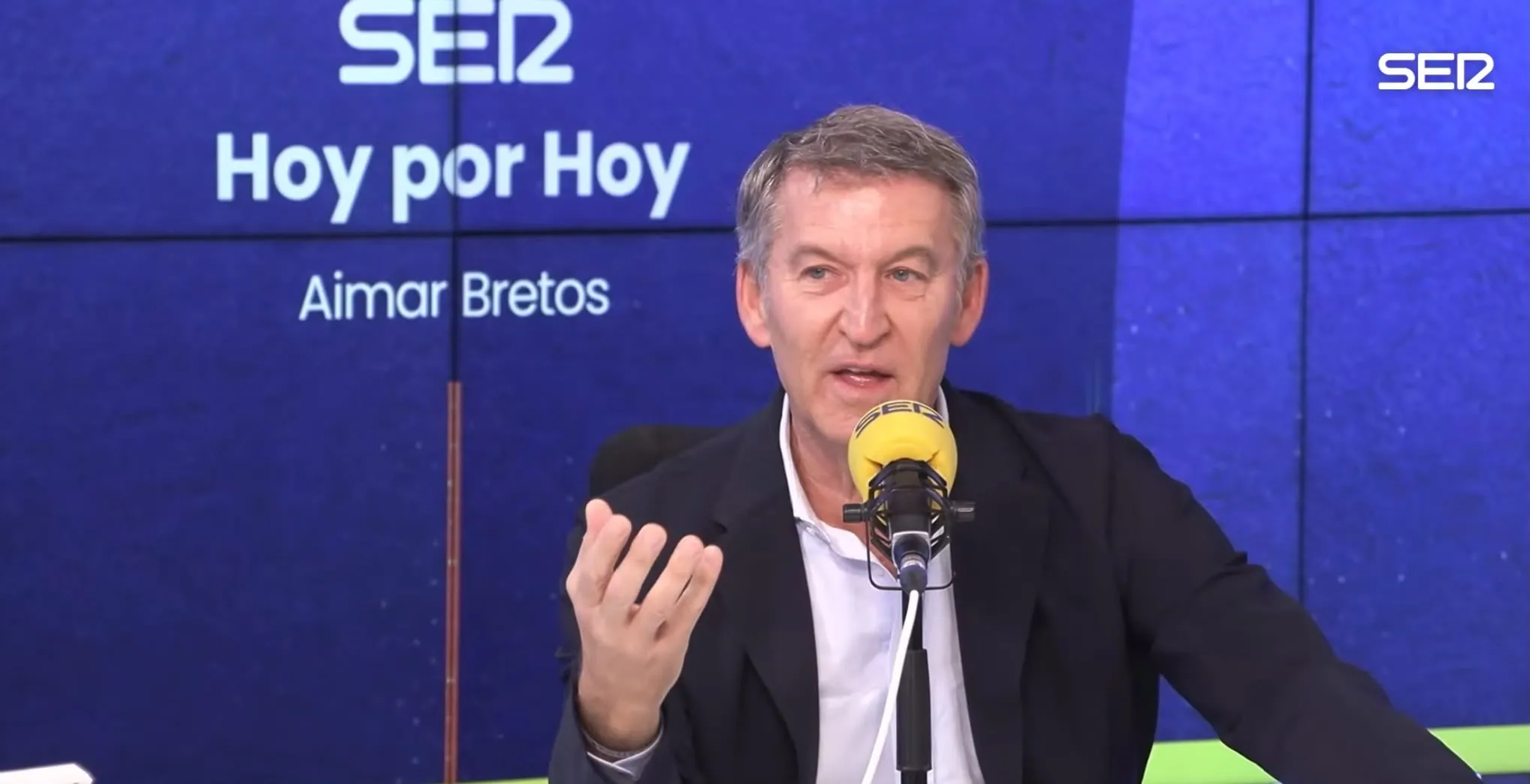 El presidente del PP, Alberto Núñez Feijóo en Hoy por Hoy. Fuente: Cadena SER
