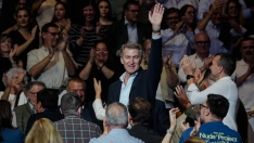 El presidente del Partido Popular, Alberto Núñez Feijóo, durante el acto de precampaña en Valencia. Jorge Gil / Europa Press