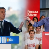 El presidente del Partido Popular, Alberto Núñez Feijóo (i), y el presidente del Gobierno y líder del PSOE, Pedro Sánchez (d). Elaboración propia (Imágenes de Europa Press) El presidente del Partido Popular, Alberto Núñez Feijóo (i), y el presidente del Gobierno y líder del PSOE, Pedro Sánchez (d). Elaboración propia (Imágenes de Europa Press)