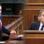 El presidente de la ultraderecha Vox, Santiago Abascal (i); y el líder del Partido Popular, Alberto Núñez Feijóo (d). Elaboración propia (Imágenes de Europa Press).