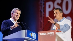 El líder de la oposición, Alberto Núñez Feijóo; El presidente del Gobierno, Pedro Sanchez. Elaboración propia (imágenes de Europa Press)