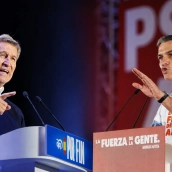 El líder de la oposición, Alberto Núñez Feijóo; El presidente del Gobierno, Pedro Sanchez. Elaboración propia (imágenes de Europa Press)