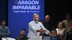 Jorge Azcón, en un mitin del PP