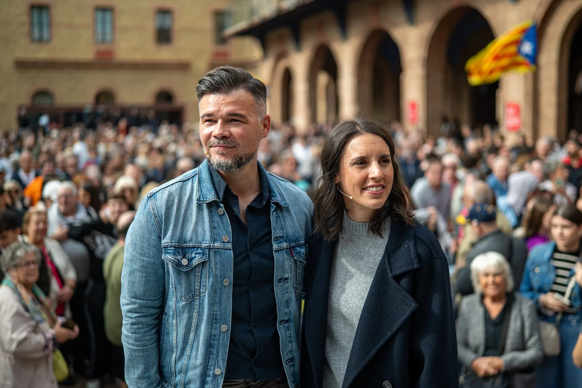 La candidata de Podemos a las elecciones del 29N, Irene Montero, y el cabeza de lista de ERC, Gabriel Rufián.Lorena Sopêna / Europa Press
