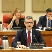 El ministro de la Presidencia, Félix Bolaños, en la Diputación Permanente del Congreso de los Diputados. Marta Fernández / Europa Press