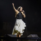 La cantante Rosalía durante el Concierto-Manifiesto x Palestina en el Palau Sant Jordi, a 29 de enero de 2026, en Barcelona, Catalunya (España).