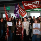 Manifestación de los sindicatos de Renfe, este lunes