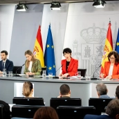 Los ministros Bustunduy, Aegesen, Sáiz y García, este martes.