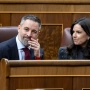 El presidente de Vox, Santiago Abascal, y la portavoz de Vox en el Congreso, Pepa Millán