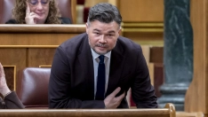 El portavoz de ERC en el Congreso, Gabriel Rufián, durante una sesión plenaria en el Congreso de los Diputados