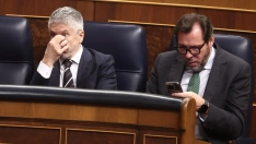 El ministro Óscar Puente, junto a Marlaska, en el Congreso