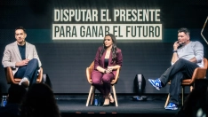 Emilio Delgado, Sarah Santaolalla y Gabriel Rufián