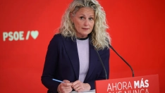 La portavoz de Ferraz, Montse Mínguez, tras la Ejecutiva del PSOE.
